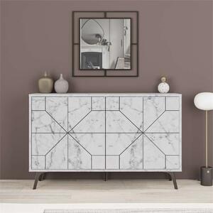 Credenza madia moderna design 123xH77 4 ante marmo bianco Masai