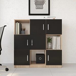 Credenza madia moderna libreria 120xH122 cm rovere nero Task