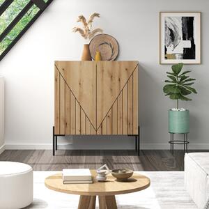 Credenza madia moderna 2 ante design 80xH91 rovere nero Auralis