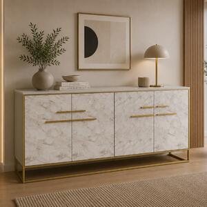 Credenza madia moderna design soggiorno 179xH75 cm oro bianco Korvan