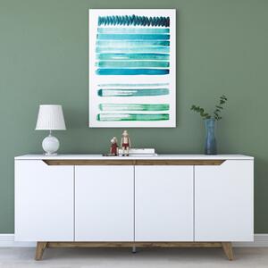 Credenza madia moderna 4 ante soggiorno 180xH78 cm bianco noce Morvik