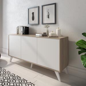 Credenza madia moderna 3 ante 154xH72 bianco rovere Solen