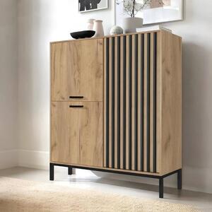 Credenza madia moderna contenitore 94xH108 cm 3 ante rovere nero Hollister