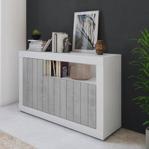 Credenza madia moderna 3 ante 137xH86 bianco cemento Pesaro