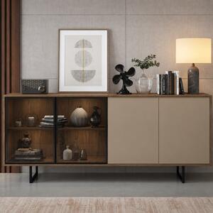 Credenza madia moderna 4 ante vetro 200xH87 quercia grigio Firenze