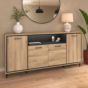 Credenza madia moderna 4 ante 180xH86 rovere nero Voss