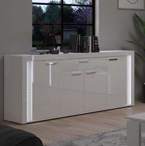 Credenza madia moderna 4 ante led 182xH84 bianco lucido Parker