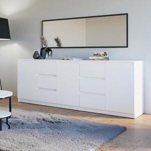 Credenza madia moderna 200xH75 3 ante 6 cassetti bianco Clara