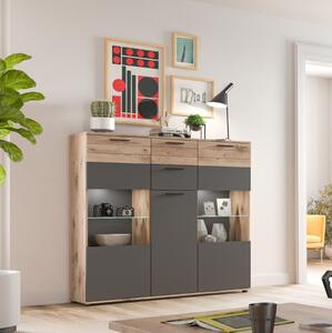 Credenza madia moderna contenitore 140xH134 rovere antracite Marley
