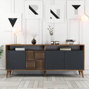 Credenza madia moderna soggiorno design 4 ante 180xH78 cm noce antracite Trevia