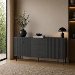 Credenza soggiorno moderna madia 2 ante 3 cassetti 135xH98 antracite Gulia