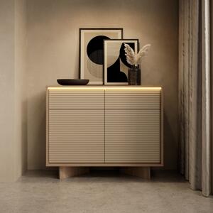 Credenza madia soggiorno 2 ante 2 cassetti led 104xH84 rovere tortora Bolivia