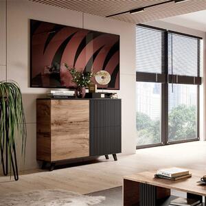 Credenza moderna 100xH95 mobile contenitore design industrial rovere nero Cristy