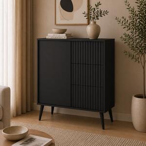 Credenza soggiorno moderna madia 1 anta 3 cassetti 91xH98 antracite Elisir