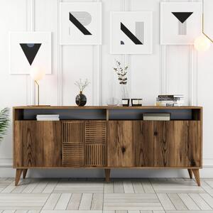 Credenza madia moderna soggiorno design 4 ante 180xH78 cm noce Trevia