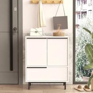 Credenza madia moderna soggiorno design 75xH90 2 ante 1 ribalta bianco Kenzo