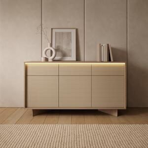 Credenza madia soggiorno 3 ante 3 cassetti led 154xH84 rovere tortora Bolivia