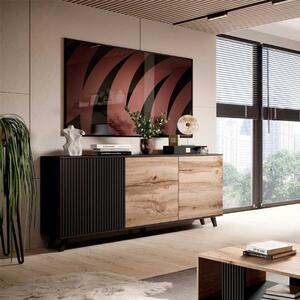 Credenza moderna 160xH82 soggiorno design industrial rovere nero Cristy