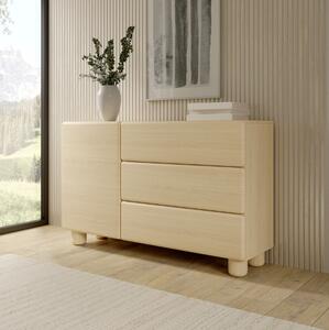 Credenza madia moderna soggiorno 1 anta 3 cassetti 130xH80 rovere Geva