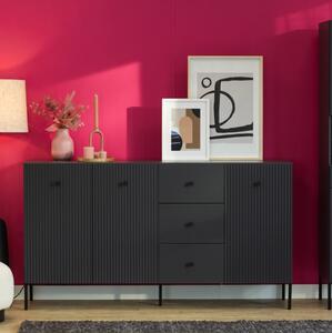 Credenza soggiorno moderna madia 3 ante 3 cassetti 180xH98 antracite Gulia