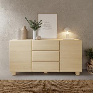 Credenza madia moderna soggiorno 2 ante 3 cassetti 160xH80 rovere Geva
