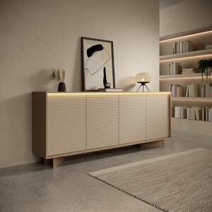 Credenza madia soggiorno 4 ante led 204xH84 rovere tortora Bolivia