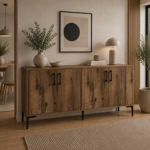 Credenza madia moderna soggiorno design 4 ante 180xH78 cm noce Merian