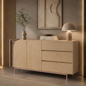 Credenza madia moderna soggiorno 172xH90 cm 2 ante 3 cassetti rovere Kimera