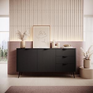 Credenza madia moderna soggiorno 2 ante 3 cassetti 163xH81 nera Clio