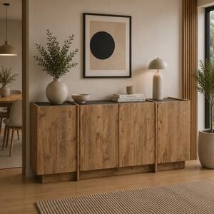 Credenza madia moderna soggiorno design 4 ante 180xH80 cm rovere antracite Belvar