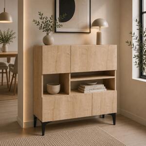 Credenza mobile contenitore moderno 4 ante 100xH125 cm rovere Selva
