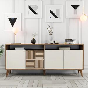 Credenza madia moderna soggiorno design 4 ante 180xH78 cm noce beige Trevia