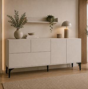 Credenza madia moderna soggiorno 6 ante 150xH75 cm bianco nero Lumen