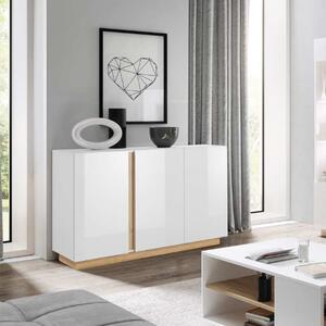 Credenza moderna 138xH91 soggiorno 3 ante bianco rovere Theo