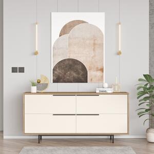 Credenza madia moderna soggiorno design 160xH74 4 ribalte rovere bianco Kenzo