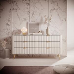 Credenza madia moderna soggiorno 6 cassetti 163xH81 beige Clio