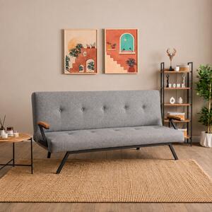 Divano letto 3 posti clic clac reclinabile 180 cm braccioli grigio chiaro Nube