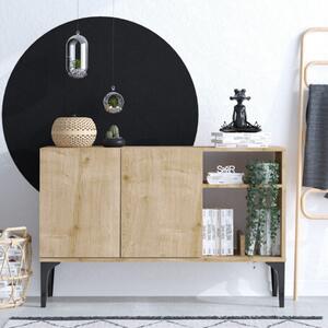 Credenza madia moderna soggiorno 2 ante 120xH80 cm rovere nero Altair
