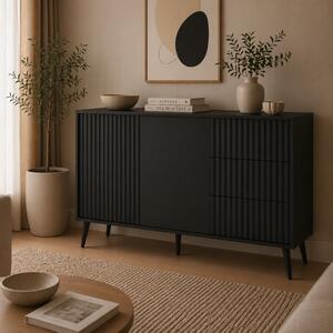 Credenza soggiorno moderna madia 2 ante 3 cassetti 135xH98 antracite Elisir