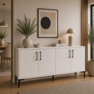 Credenza madia moderna soggiorno design 4 ante 180xH78 cm bianco Merian