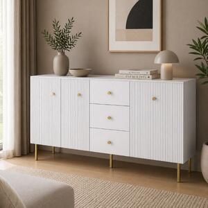 Credenza soggiorno moderna madia 3 ante 3 cassetti 180xH98 bianco Gulia