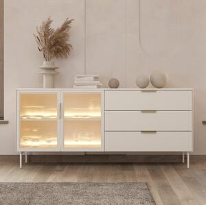 Credenza madia moderna vetrina 2 ante 3 cassetti 191xH61 beige Vichy