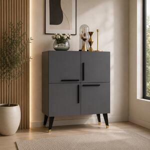 Credenza mobile contenitore moderno 4 ante 70xH90 cm antracite Jorvik