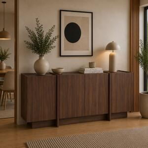 Credenza madia moderna soggiorno design 4 ante 180xH80 cm noce scuro Belvar