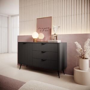 Credenza madia moderna soggiorno 1 anta 3 cassetti 138xH81 nera Clio
