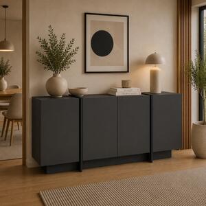 Credenza madia moderna soggiorno design 4 ante 180xH80 cm antracite nero Belvar