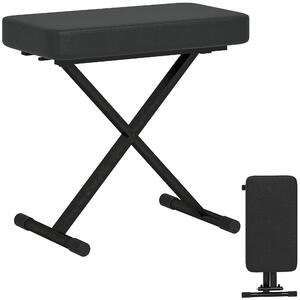 HOMCOM Sgabello per Pianoforte Pieghevole e Regolabile su 4 Altezze, in Pelle PU, Schiuma e Metallo, 60x32x53-63 cm, Nero