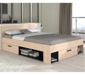 Letto matrimoniale francese moderno 140x190 rovere nero Nox