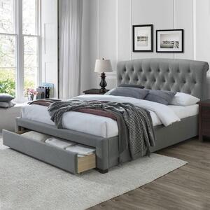 Letto matrimoniale con cassettoni in tessuto 160x200 grigio Cortina