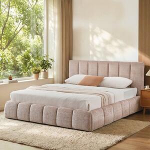 Letto matrimoniale imbottito rivestito in tessuto 160x200 beige Degen